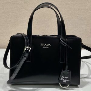 Replica Prada 1BA357 Prada Re-Edition 1995 brushed-leather mini handbag in Black Leather