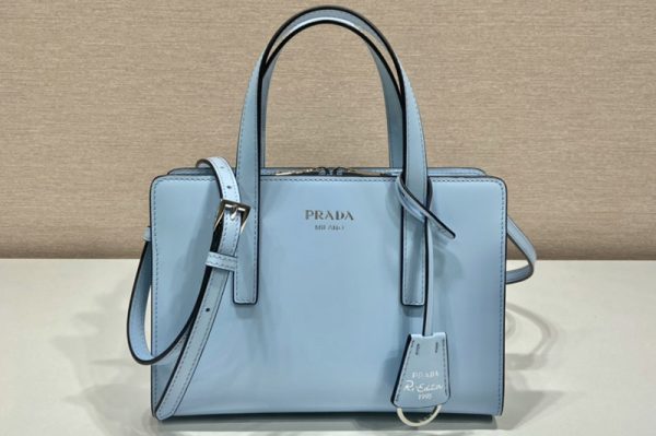 Replica Prada 1BA357 Prada Re-Edition 1995 brushed-leather mini handbag in Blue Leather