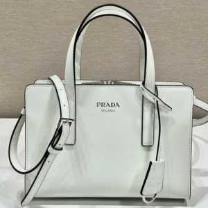 Replica Prada 1BA357 Prada Re-Edition 1995 brushed-leather mini handbag in White Leather