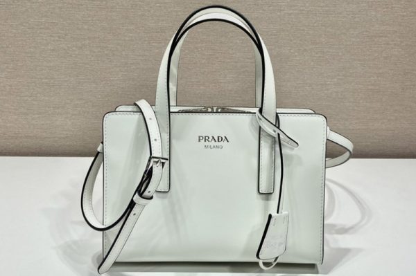 Replica Prada 1BA357 Prada Re-Edition 1995 brushed-leather mini handbag in White Leather