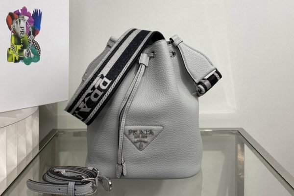 Replica Prada 1BE060 Leather bucket bag in Cornflower Leather