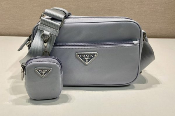 Replica Prada 1BC167 Re-Nylon shoulder bag in Light Blue Nylon