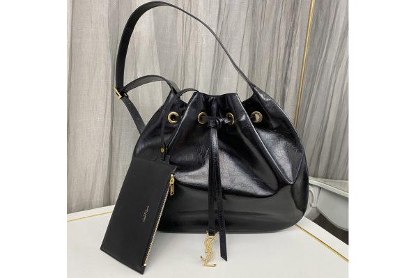 Replica Saint Laurent 697918 YSL PARIS VII MEDIUM HOBO BAG IN Black LEATHER