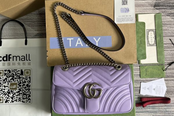 Replica Gucci 443497 GG Marmont small shoulder bag in Purple matelassé chevron leather