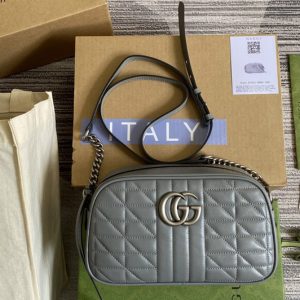 Replica Gucci 447632 GG Marmont small shoulder bag in Grey matelassé leather