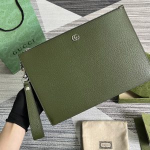 Replica Gucci 475317 GG Marmont pouch in Green leather