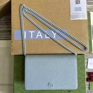 Replica Gucci ‎497985 GG Marmont mini chain bag in Blue leather