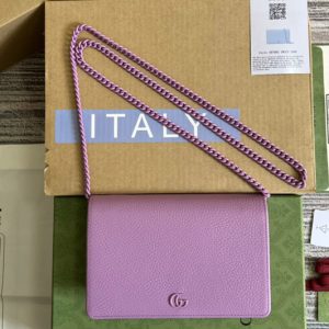 Replica Gucci ‎497985 GG Marmont mini chain bag in Light pink leather