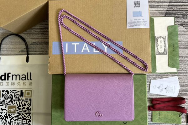 Replica Gucci ‎497985 GG Marmont mini chain bag in Light pink leather