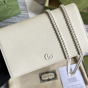 Replica Gucci ‎497985 GG Marmont mini chain bag in White leather