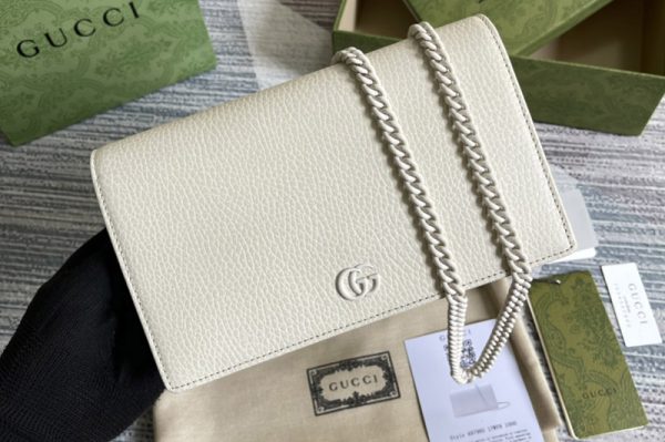 Replica Gucci ‎497985 GG Marmont mini chain bag in White leather