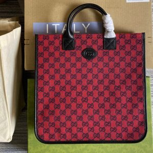 Replica Gucci 550763 Gucci Children's Tote Bag in Red and ivory GG denim jacquard