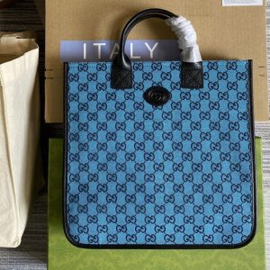 Replica Gucci 550763 Gucci Children's Tote Bag in Blue and ivory GG denim jacquard