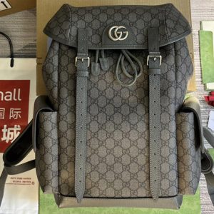 Replica Gucci ‎598140 Ophidia GG medium backpack in Grey and black GG Supreme canvas