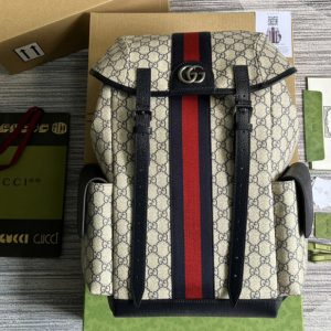 Replica Gucci ‎598140 Ophidia GG medium backpack in Beige and blue GG Supreme canvas