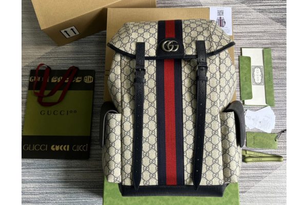 Replica Gucci ‎598140 Ophidia GG medium backpack in Beige and blue GG Supreme canvas