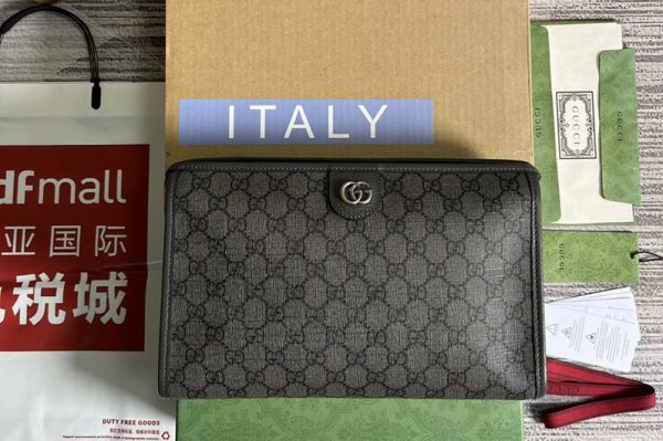 Replica Gucci ‎598234 Ophidia GG toiletry case in Grey and black GG Supreme canvas