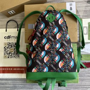 Replica Gucci ‎650288 The North Face x Gucci backpack in Black Nylon with Green Leather