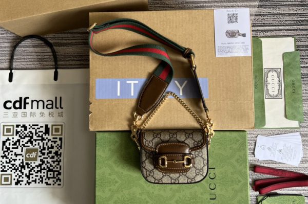 Replica Gucci ‎699760 Gucci Horsebit 1955 strap wallet in Beige and ebony GG Supreme canvas