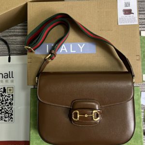 Replica Gucci 700457 Gucci Horsebit 1955 shoulder bag in Brown leather