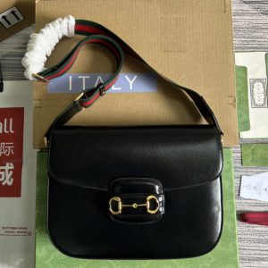 Replica Gucci 700457 Gucci Horsebit 1955 shoulder bag in Black leather