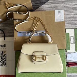 Replica Gucci 702049 Gucci Horsebit 1955 medium bag in White leather