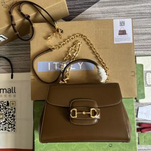 Replica Gucci 702049 Gucci Horsebit 1955 medium bag in Brown leather