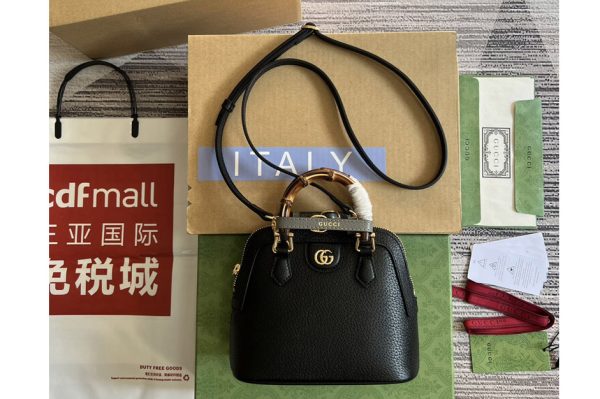 Replica Gucci 715775 Gucci Diana mini tote bag in Black Leather