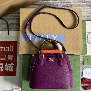 Replica Gucci 715775 Gucci Diana mini tote bag in Purple Leather