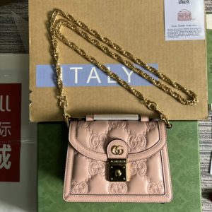 Replica Gucci 724499 GG matelassé small top handle bag in Pink GG Matelassé leather