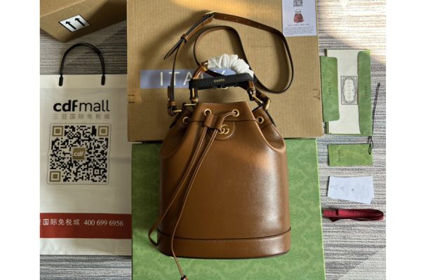 Replica Gucci 724652 Gucci Diana small bucket bag in Brown leather