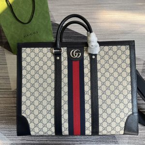 Replica Gucci 724665 Ophidia large tote bag in Beige and Blue GG Supreme canvas