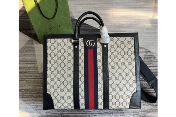 Replica Gucci 724665 Ophidia large tote bag in Beige and Blue GG Supreme canvas