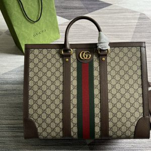 Replica Gucci 724665 Ophidia large tote bag in Beige and ebony GG Supreme canvas