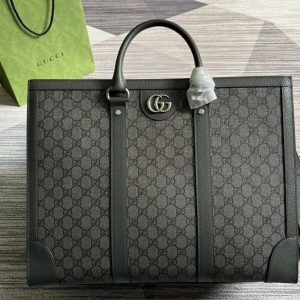 Replica Gucci 724665 Ophidia large tote bag in Grey and black GG Supreme canvas