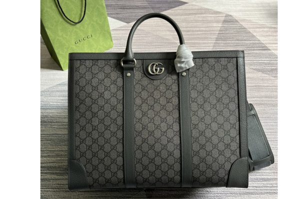 Replica Gucci 724665 Ophidia large tote bag in Grey and black GG Supreme canvas