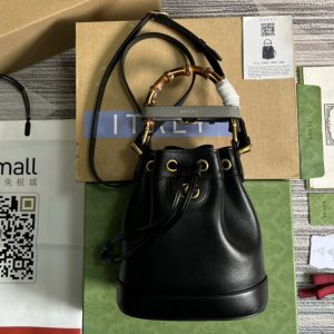 Replica Gucci 724667 Gucci Diana mini bucket bag in Black leather