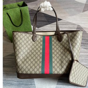 Replica Gucci ‎726755 Ophidia GG large tote bag in Beige and ebony GG Supreme canvas