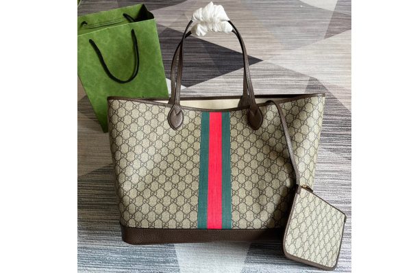 Replica Gucci ‎726755 Ophidia GG large tote bag in Beige and ebony GG Supreme canvas