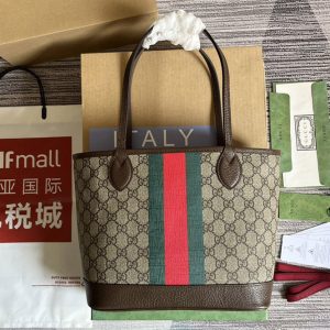 Replica Gucci ‎726762 Ophidia Small tote bag in Beige and ebony GG Supreme canvas