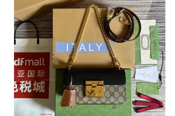 Replica Gucci ‎‎735103 Padlock Mini shoulder bag in Beige and ebony GG Supreme canvas