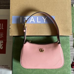 Replica Gucci 739076 Aphrodite shoulder bag with Double G in Light pink leather