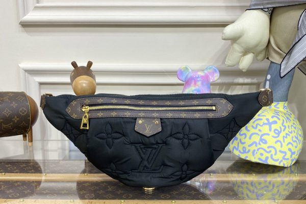 Replica Louis Vuitton M20971 LV Maxi Bumbag bag in Black recycled nylon