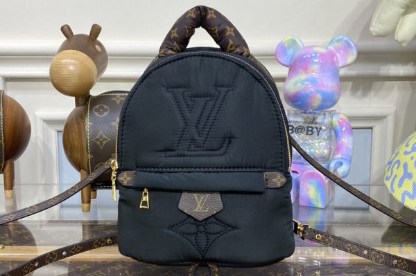 Replica Louis Vuitton M21060 LV Pillow Palm Springs Mini backpack in Black Recycled nylon