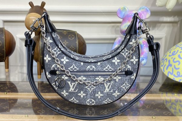 Replica Louis Vuitton M21752 LV Loop PM bag in Gray Denim textile jacquard