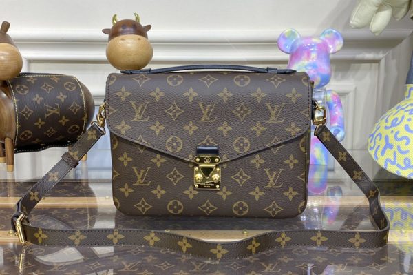 Replica Louis Vuitton M44875 LV Pochette Metis bag in Monogram coated canvas With Red