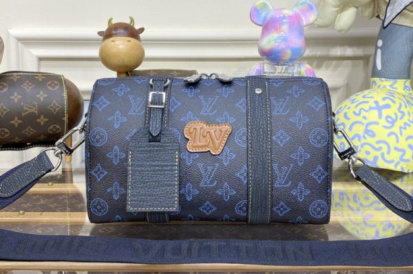 Replica Louis Vuitton M46339 LV City Keepall Bag in Blue Monogram coated canvas