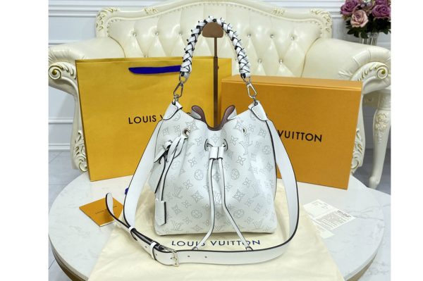 Replica Louis Vuitton M58483 LV Muria bucket bag in White Mahina perforated calf leather