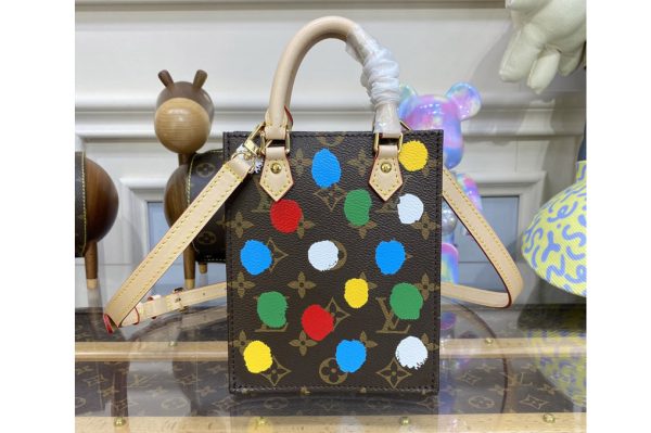 Replica Louis Vuitton M81867 LV Petit Sac Plat Bag in Monogram coated canvas with 3D Painted Dots print