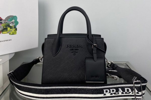 Replica Prada 1BA269 Small Prada Kristen Saffiano bag in Black Saffiano leather